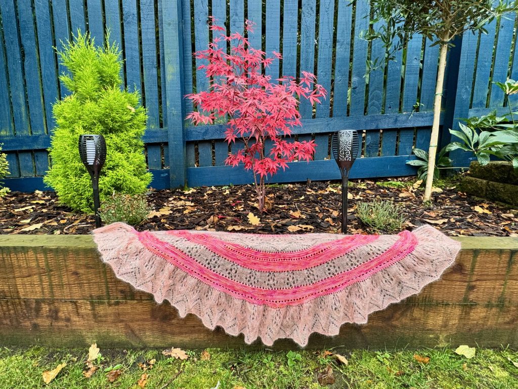 Robach shawl draped over a wall